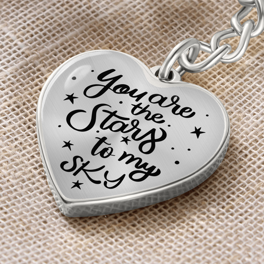 You are the Stars to My Sky - Graphic Heart Keychain