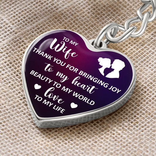 To My Wife Thank You - Graphic Heart Keychain