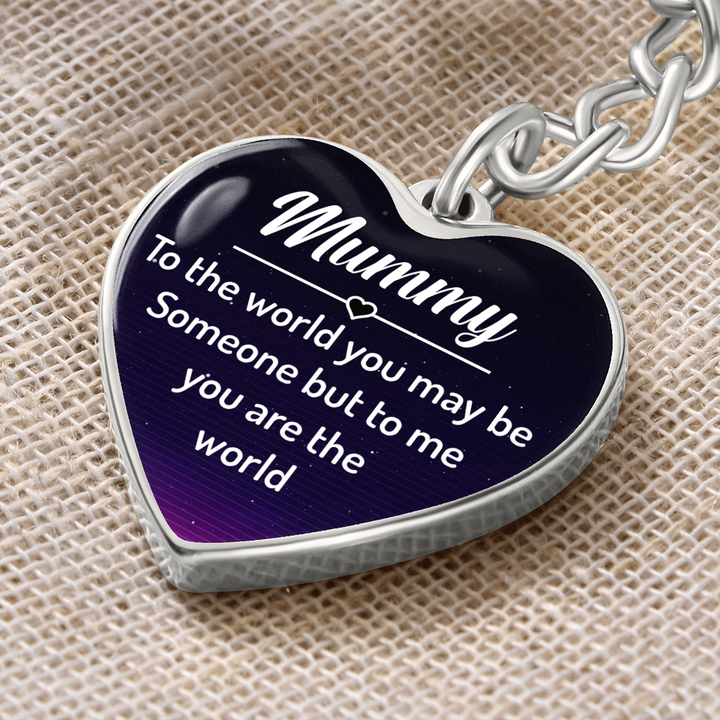 Mummy You are the World - Graphic Heart Keychain