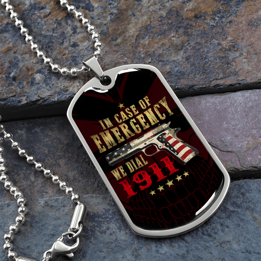 In Case of Emergency - Graphical Dog Tag & Ball chain (steel)
