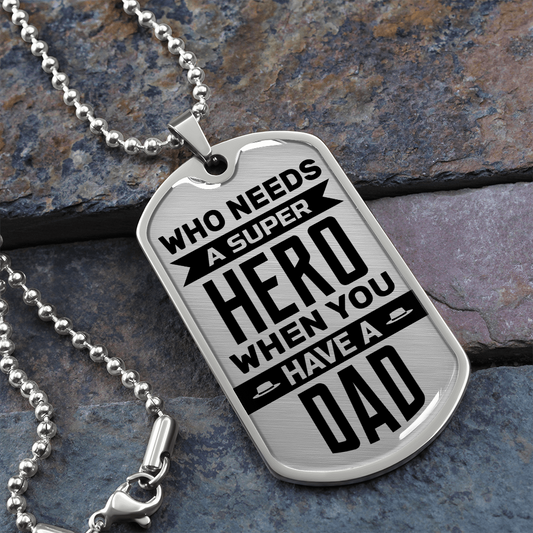 Super Hero - Graphical Dog Tag & Ball chain (steel)