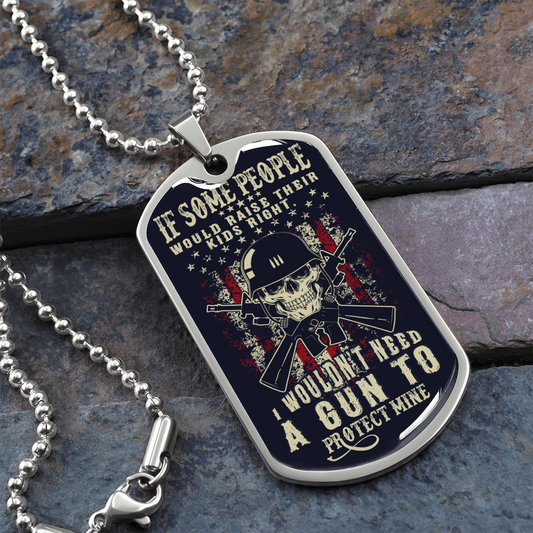 If Some People Would Raise - Graphical Dog Tag & Ball chain (steel)