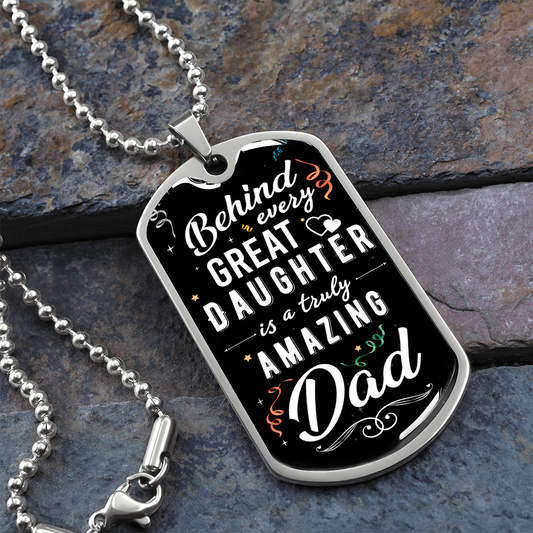 Truly Amazing DAD - Graphical Dog Tag & Ball chain (steel)