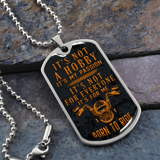 Born to Ride - Graphical Dog Tag & Ball chain (steel)
