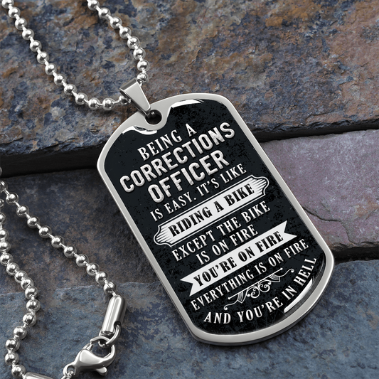 Corrections Officer - Graphical Dog Tag & Ball chain (steel)
