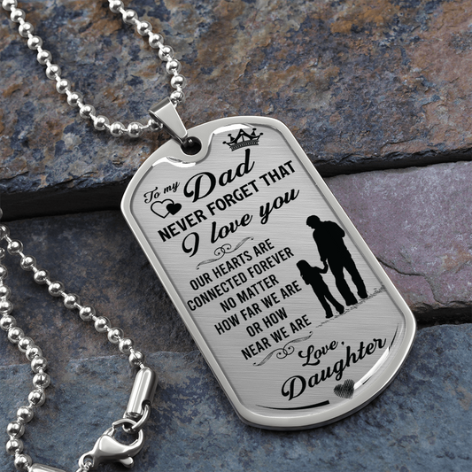 To My DAD - Graphical Dog Tag & Ball chain (steel)
