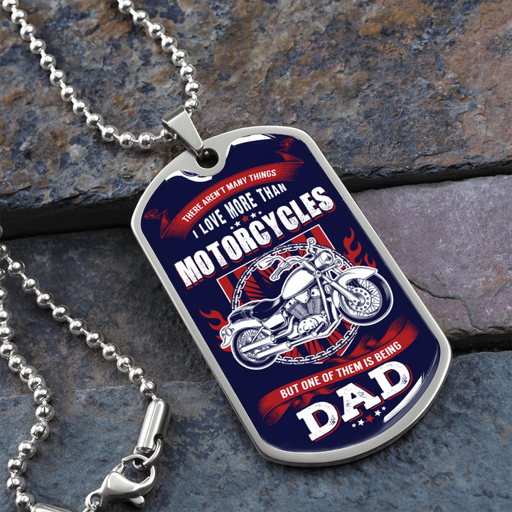 Motorcycles DAD - Graphical Dog Tag & Ball chain (steel)