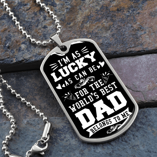 World's Best DAD - Graphical Dog Tag & Ball chain (steel)