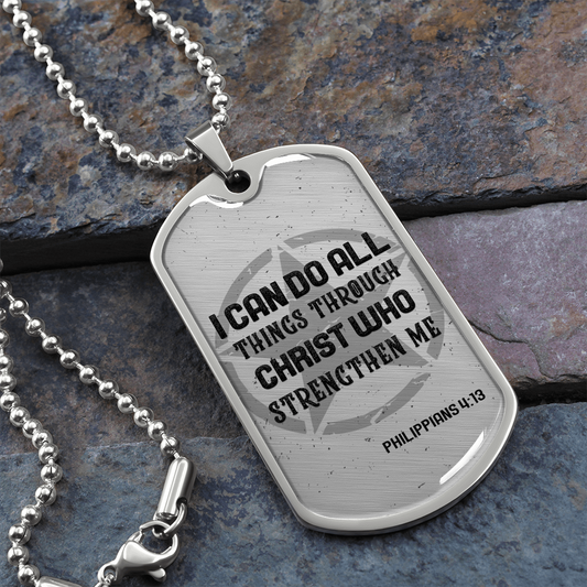 I Can Do All Things - Graphical Dog Tag & Ball chain (steel)