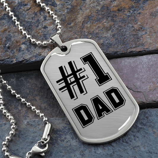 #1 DAD - Graphical Dog Tag & Ball chain (steel)