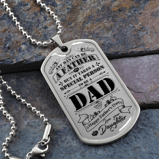Happy Father's Day DAD - Graphical Dog Tag & Ball chain (steel)