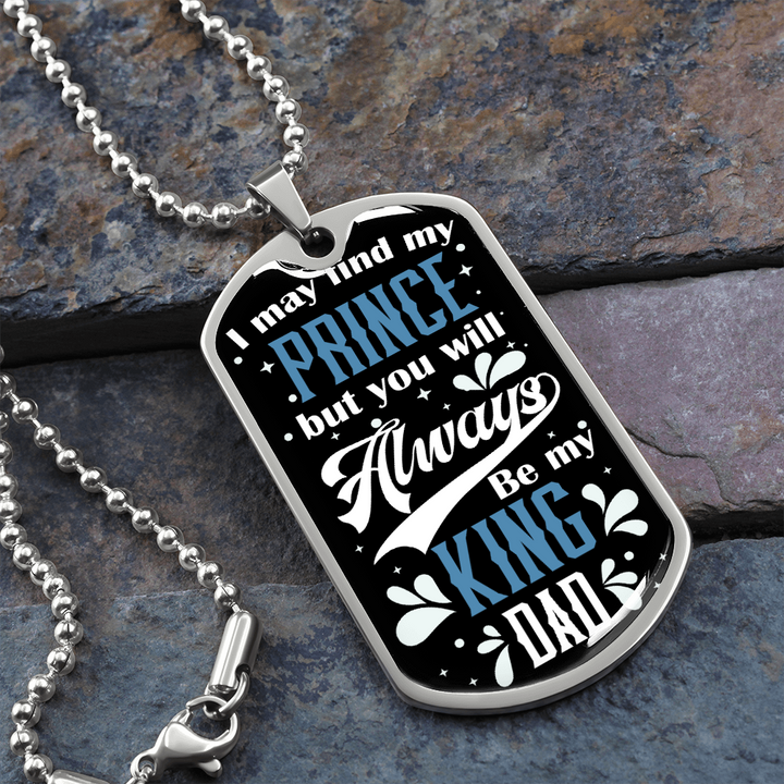 King DAD - Graphical Dog Tag & Ball chain (steel)