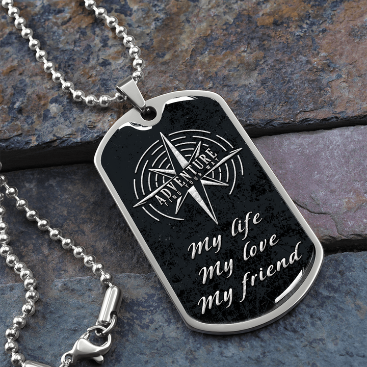 Adventure - Graphical Dog Tag & Ball chain (steel)