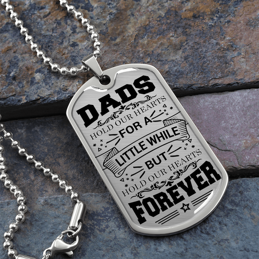 DADS Hold Our Hearts - Graphical Dog Tag & Ball chain (steel)