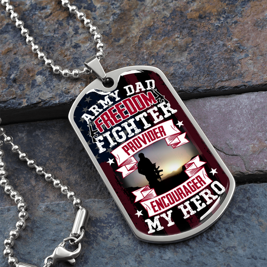 Army DAD My Hero - Graphical Dog Tag & Ball chain (steel)