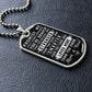 To Our Son - Promise Me - Dog Tag Military Ball Chain
