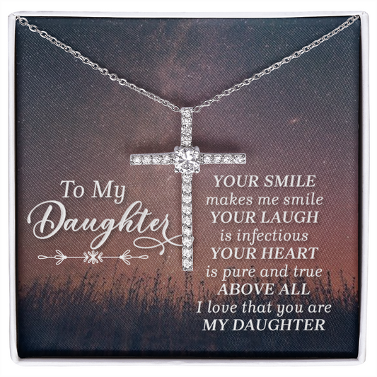 Daughter - Your Heart Is Pure - CZ Cross Necklace