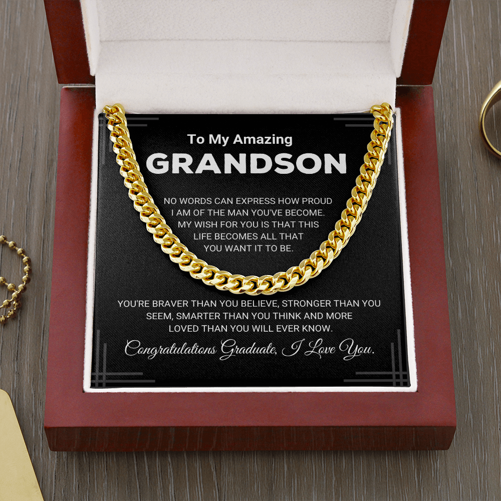 Grandson - Graduation Cuban Link Chain Gift