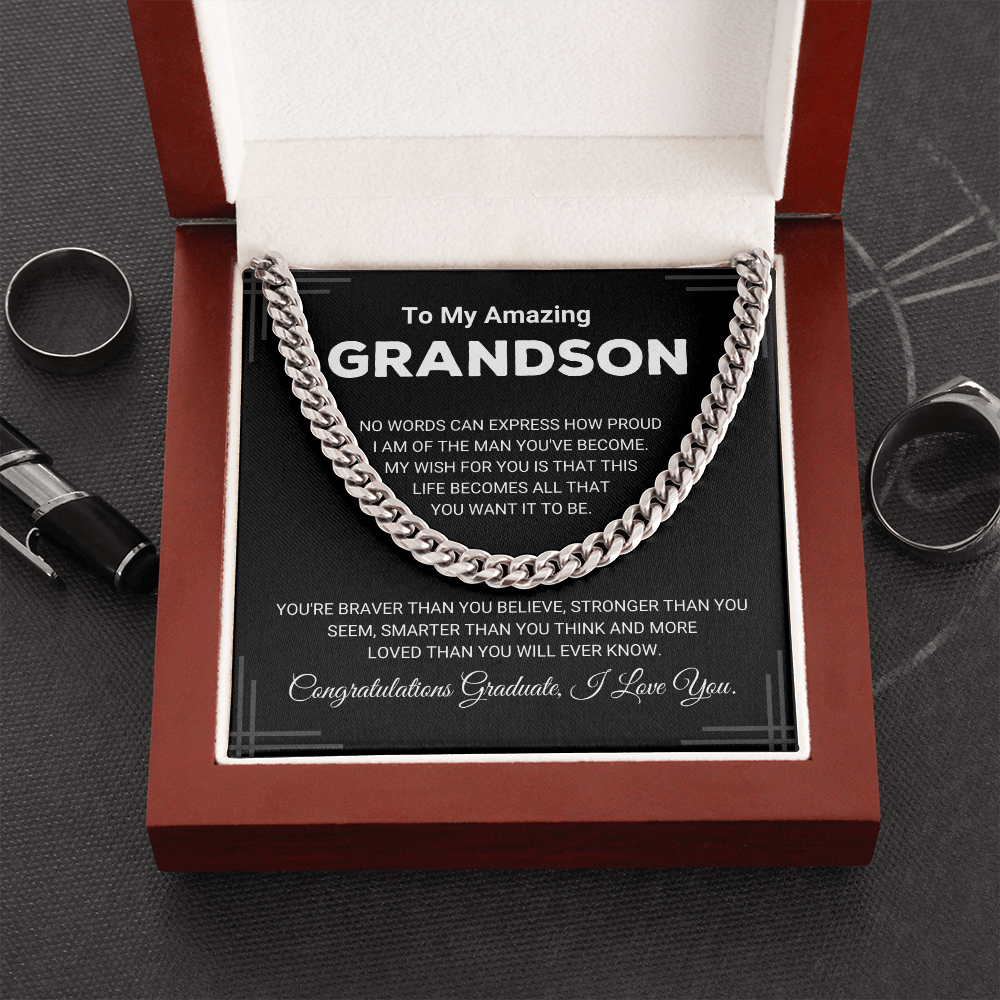 Grandson - Graduation Cuban Link Chain Gift