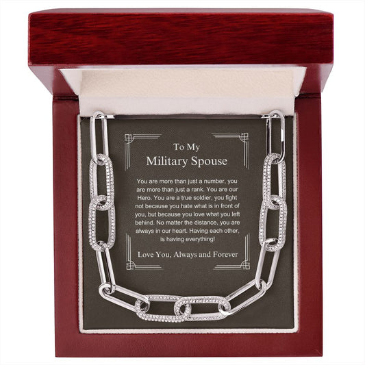 To My Military Spouse - Our Hero - Forever Linked Necklace
