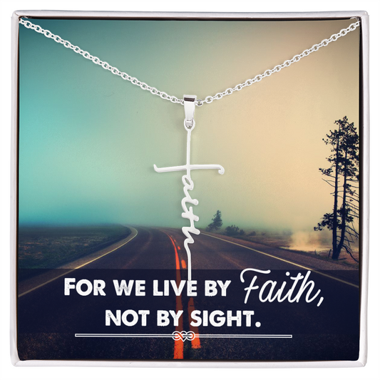 For we live by faith not by side Faith Cross Necklace