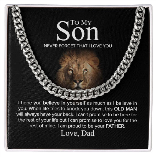 To My Son - Never Forget - Cuban Link Chain