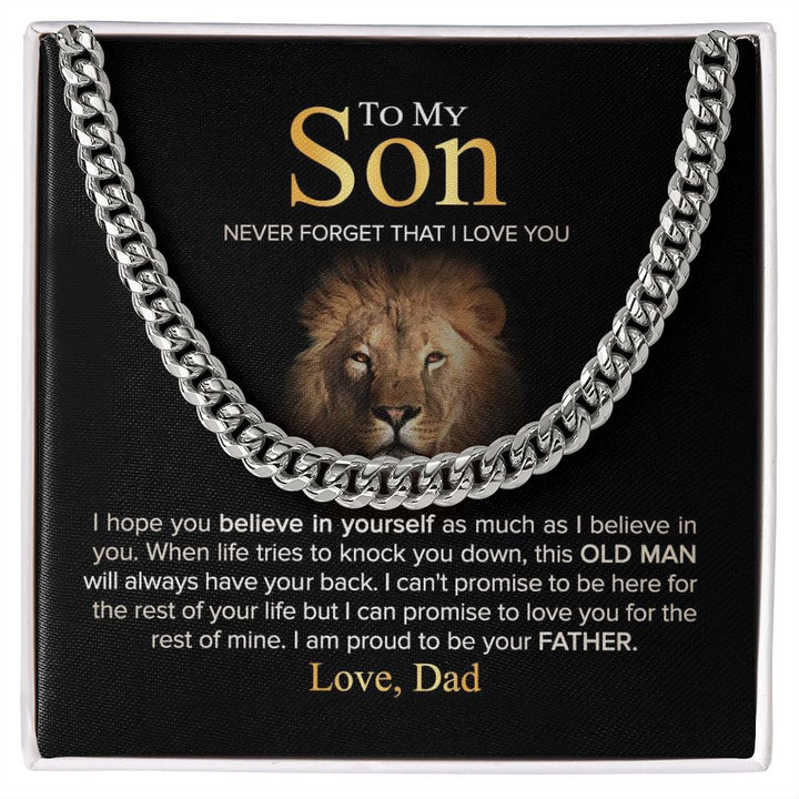 To My Son - Never Forget - Cuban Link Chain