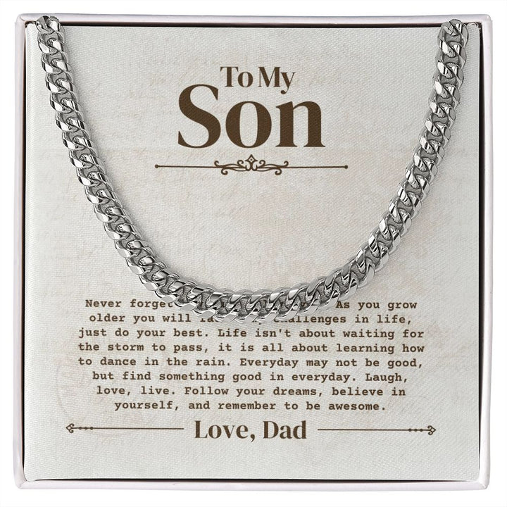 To My Son - Do Your Best - Cuban Link Chain