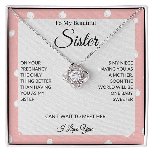 Sister - One Baby Sweeter - Love Knot Necklace