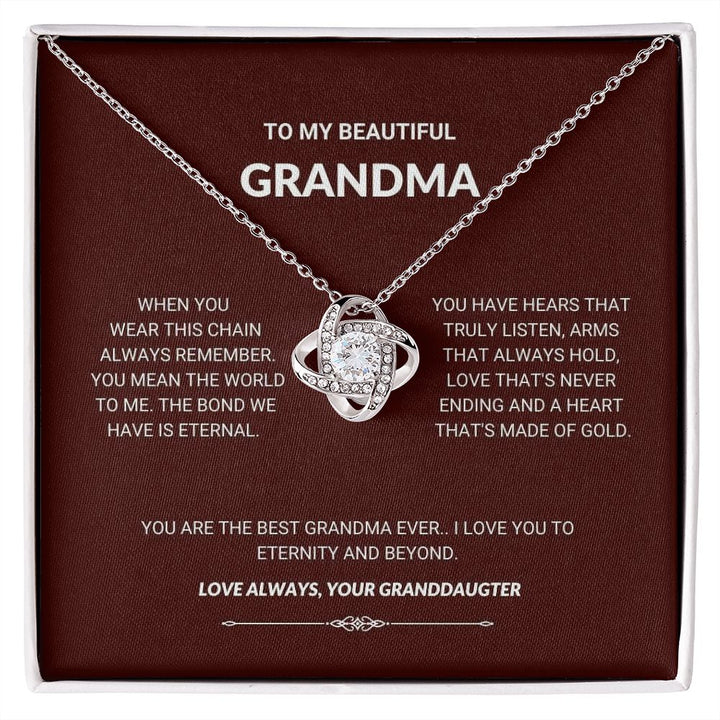 To My Beautiful Grandma - Eternity And Beyond - Love Knot Necklace