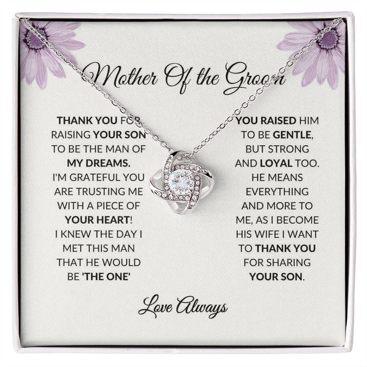 Mother Of The Groom - Thank You - Love Knot Necklace