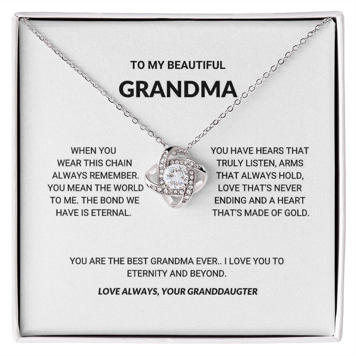 To My Beautiful Grandma - Eternity And Beyond - Love Knot Necklace