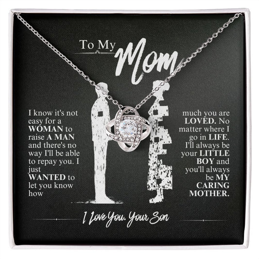 Mom - My Caring Mother - Love Knot Necklace