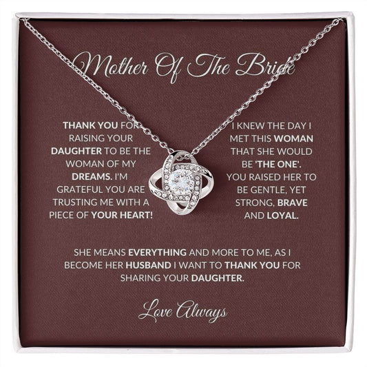 Mother Of The Bride - Thank You - Love Knot Necklace