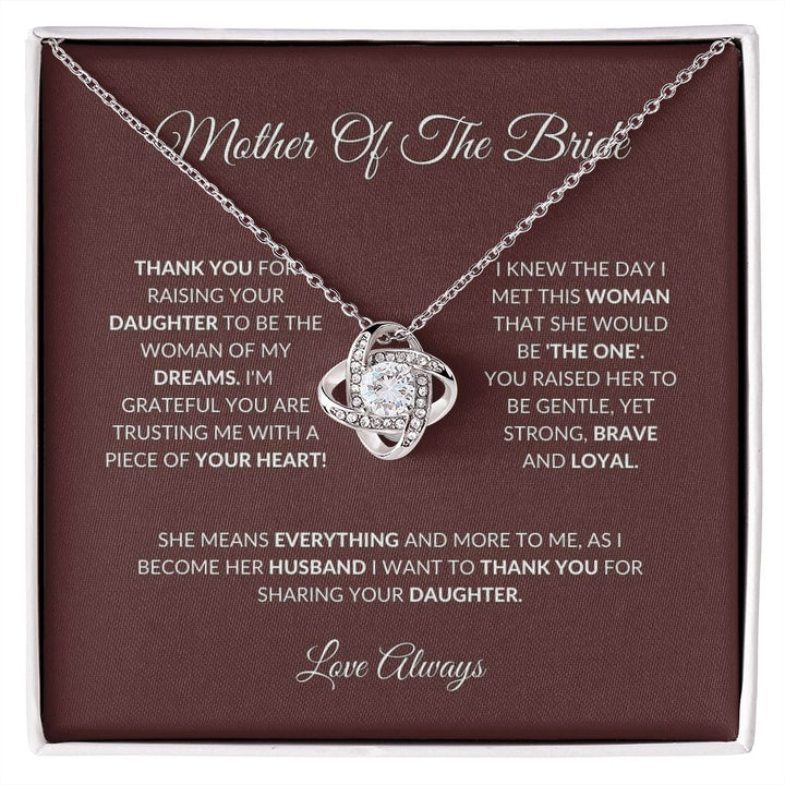 Mother Of The Bride - Thank You - Love Knot Necklace