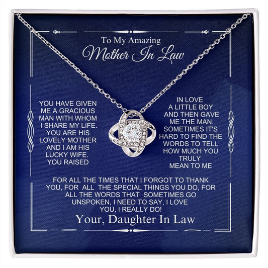 To My Amazing Mother In Law - I Love You - Love Knot Necklace