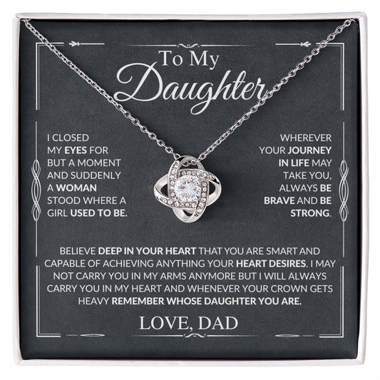 To My Daughter - Remember - Love Knot Necklace