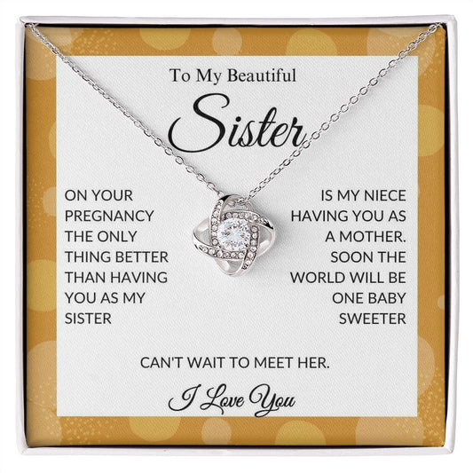 Sister - One Baby Sweeter - Love Knot Necklace