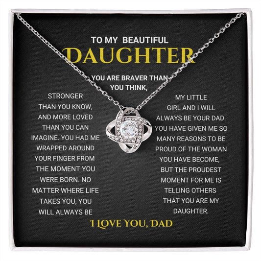Daughter - The Proudest Moment - Love Knot Necklace