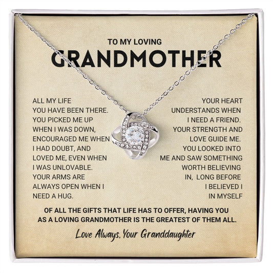 Grandmother Gift from Granddaughter - Love Knot Necklace