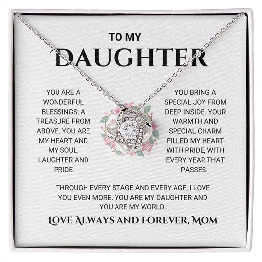 Daughter - You Are My World - Love Knot Necklace