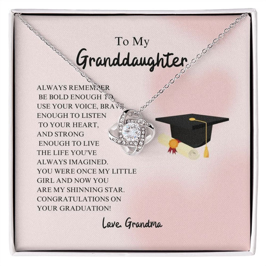 To My Granddaughter - My Shining Star - Love Knot Necklace