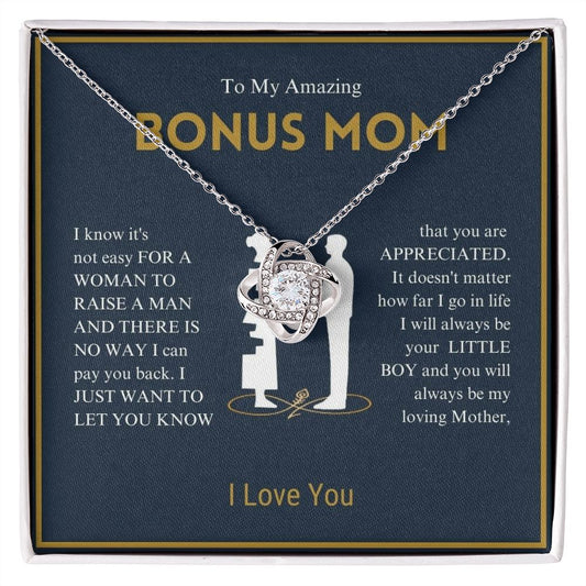 To My Amazing Bonus Mom - You Are Appreciated - Love Knot Necklace