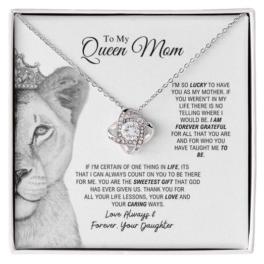 To My Queen Mom - Sweetest Gift - Love Knot Necklace