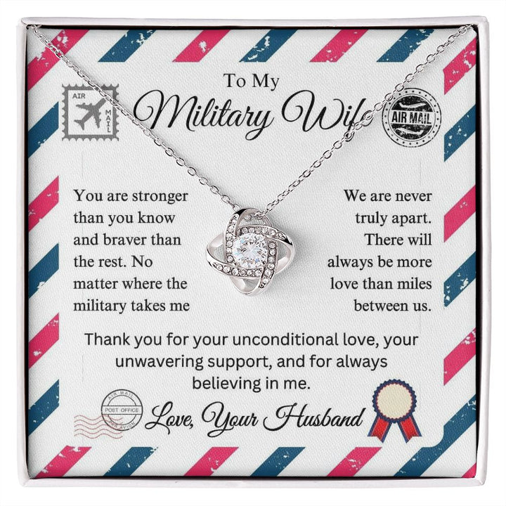 Military Wife - More Love Than Miles - Love Knot Necklace