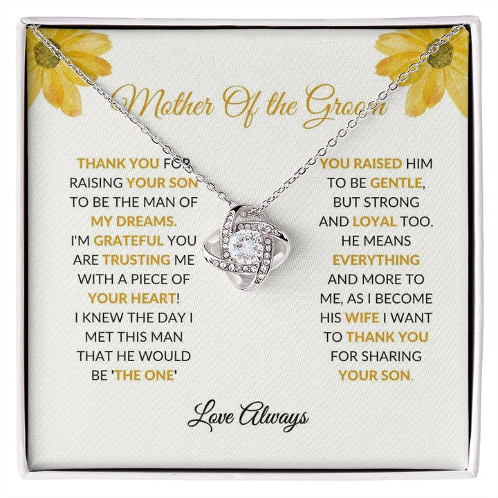 Mother Of The Groom - Thank You - Love Knot Necklace
