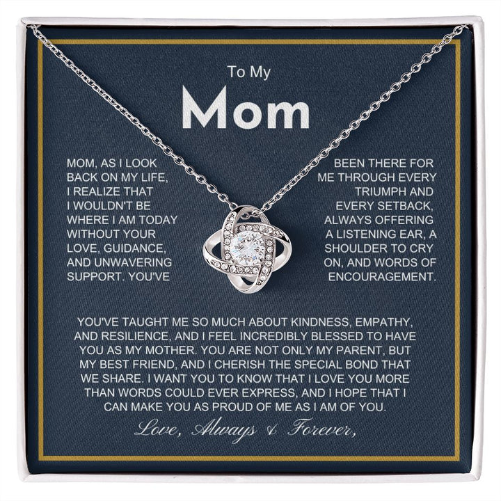 To My Mom - More Than Words - Love Knot Necklace