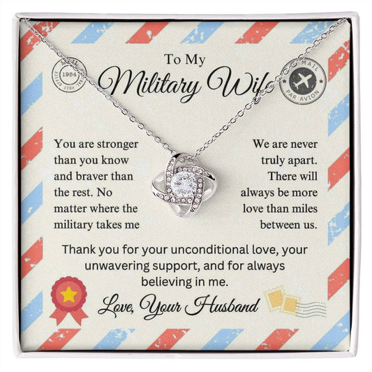 Military Wife - More Love Than Miles - Love Knot Necklace