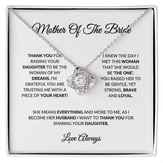 Mother Of The Bride - Thank You - Love Knot Necklace