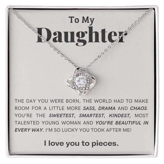 Daughter - You're Beautiful - Love Knot Necklace